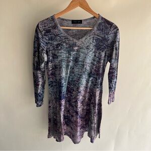 Katina Marie Blouse Sz XS Purple Multi Color 3/4 Sleeve Tee T-shirt